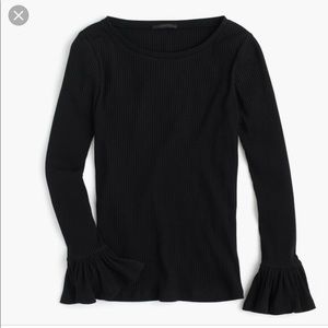 J Crew Belvedere Ribbed Top with Bell Sleeves.